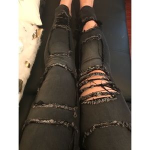 Fashion nova black distressed jeans